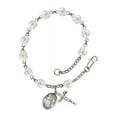 thumbnail image 1 of St. Wenceslaus Silver Plate Rosary Bracelet 6mm April Crystal Fire Polished Beads Crucifix Size 5/8 x 1/4 medal charm, 1 of 1
