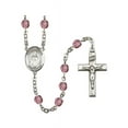 thumbnail image 1 of St. Winifred of Wales Silver-Plated Rosary 6mm February Purple Fire Polished Beads Crucifix Size 1 3/8 x 3/4 medal charm, 1 of 1