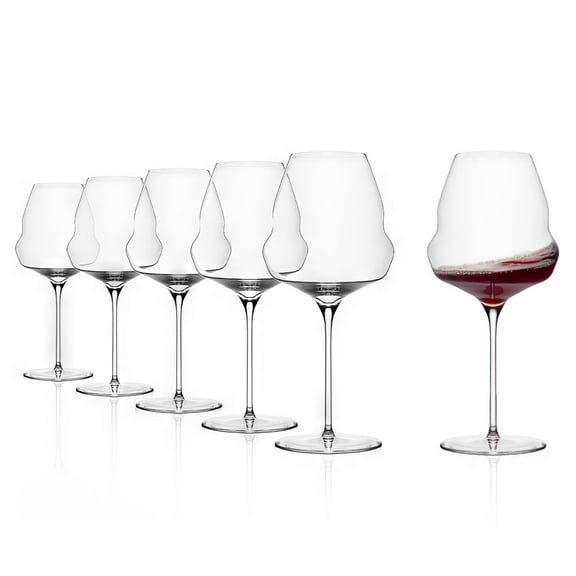 Stlzle Lausitz Cocoon Burgundy Wine Glass (Set of 6) - 25 oz Crystal Stemware for Red & White Wines, Dishwasher Safe & Lead-Free Glasses for Home Bar - Elegant Gift-Ready Collection