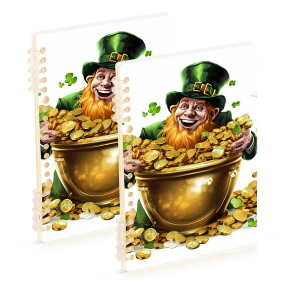 St-patrick's Day Golds Man Ring Binder Notebook Journey Note Diary College Ruled Spiral Notebook Study Loose Leaf Paper A5 60 Pages