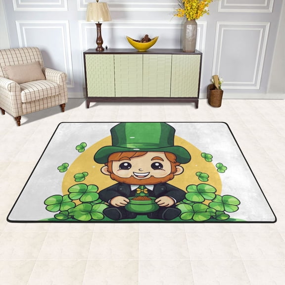 St-patrick's Day Man Area Rug Washable 72 x 48 Floor Carpet Mat Non Slip for Bedroom Living Room Kids Room Home Decor