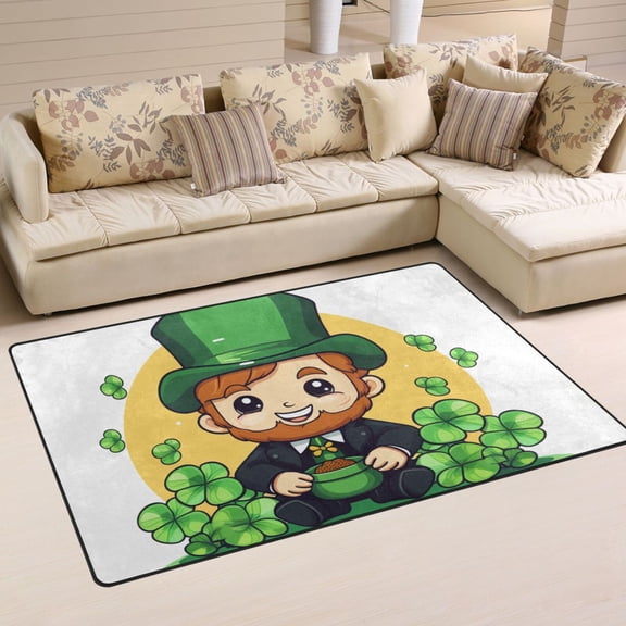 St-patrick's Day Man Area Rug Washable Floor Carpet Mat 60 x 39 inch for Bedroom Living Room Kids Room Home Decor