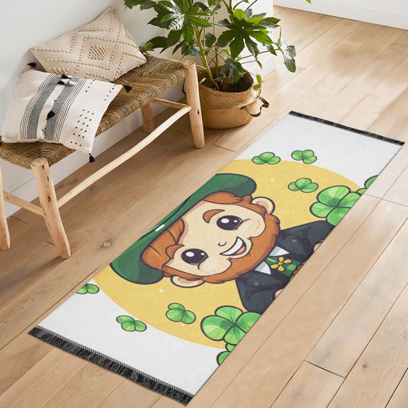 St-patrick's Day Man Runner Rug Machine Washable Area Rugs Carpet Non Slip Entryway Mat for Bedroom Entryway Front Door