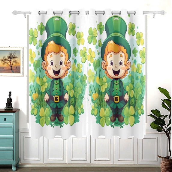 St-patrick's Day and Man Blackout Curtain Panels 63x55in Drapes Privacy Assured for Living room Bedroom Bathroom 2 panels set