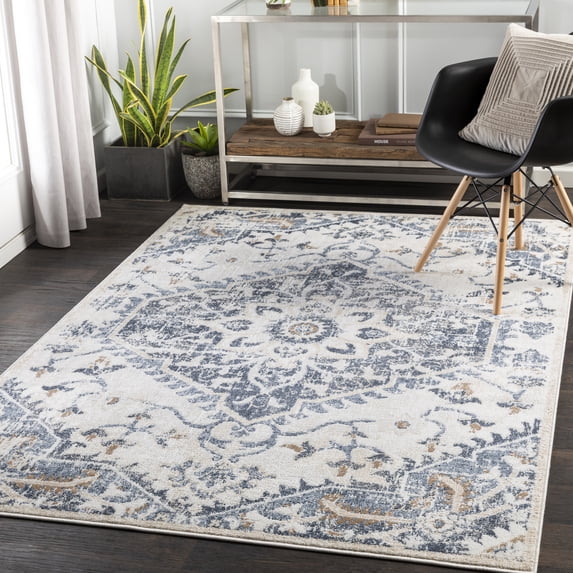 St tropez Denim/Cream 7'9" x 9'6" Traditional Rectangle Area Rug