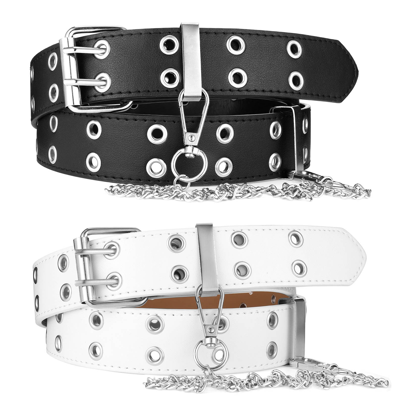 Men's Leather Double Grommet Reversible Belt
