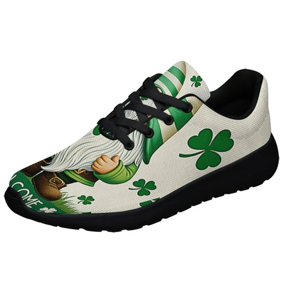 StPatrick's Day Gnome Shamrock Irish Shoes Sneakers Black Size 10.5