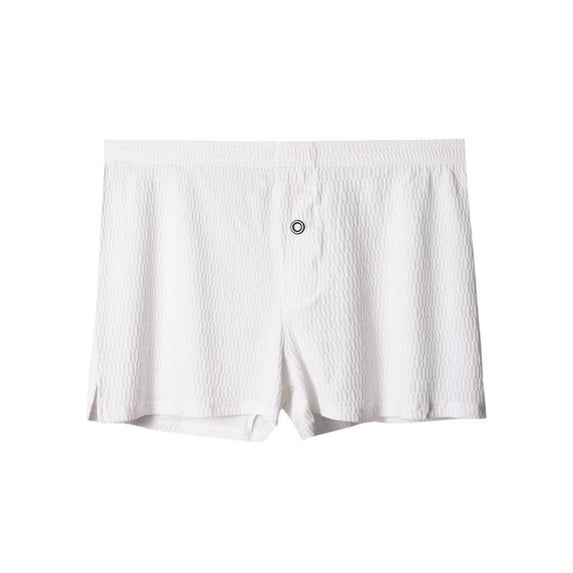 StSilkitty 1 Pack Mens Cotton Boxers Briefs with Button Mid Waist Soft Breathable Underwear Cotton Lightweight Underpants