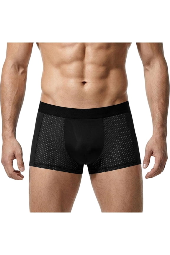 Mens Mesh Boxer Underwear Solid Color Lightweight Elastic Briefs Low Rise Breathable Underpants