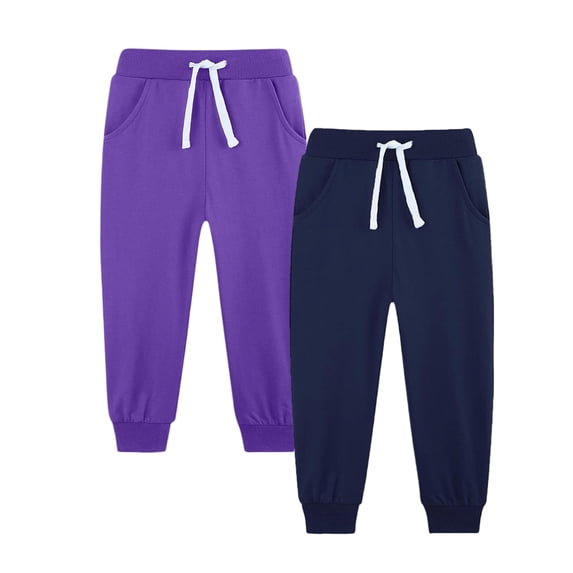 StSilkitty 2 Pack Sweatpants for Boys Girls Elastic Waist Drawstring Joggers with Pockets Running Athletic Pants