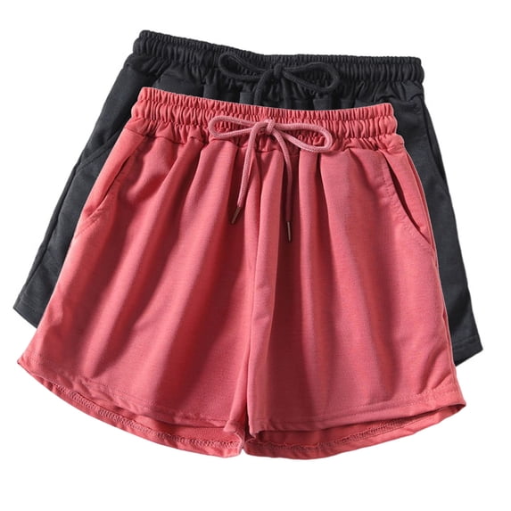 StSilkitty 2 Pack Womens Athletic Shorts Biker Yoga Running Workout Shorts High Waist Drawstring Elastic Sweat Short
