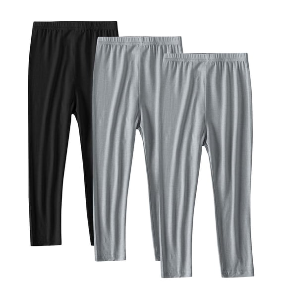 StSilkitty 3 Pack Girls Capris Leggings High Waist Elastic Stretch Yoga Dance Cropped Pants Solid Color Running Athletic Trousers