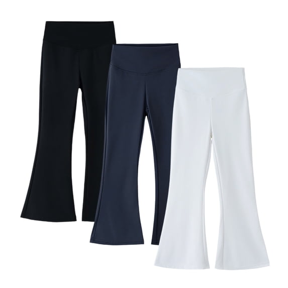 StSilkitty 3 Pack Girls Flare Leggings Bell Bottom Yoga Athletic Trousers Solid Color High Waisted Stretch Flared Pants