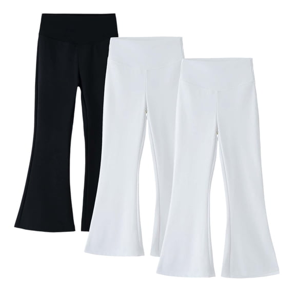 StSilkitty 3 Pack Girls Flared Leggings Solid Color Stretch Bell Bottom Yoga Pants Lightweight Soft Flare Trousers