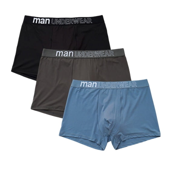 StSilkitty 3 Pack Men's Boxers Underwear Cotton Soft Breathable Stretch Briefs No Riding Up Daily Wear Underpants