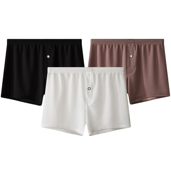 StSilkitty 3 Pack Mens Boxer Underwear Solid Color Lightweight Textured Briefs Underwear Soft Breathable Underpants