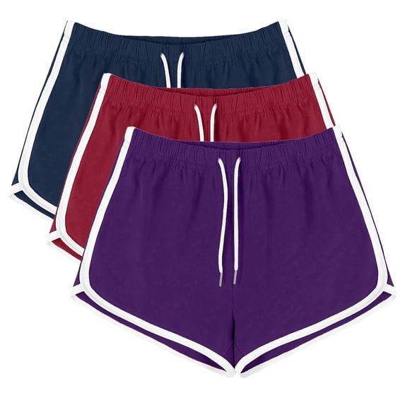 StSilkitty 3 Pack Yoga Athletic Shorts for Women Summer Drawstring Elastic Shorts High Waist Workout Shorts