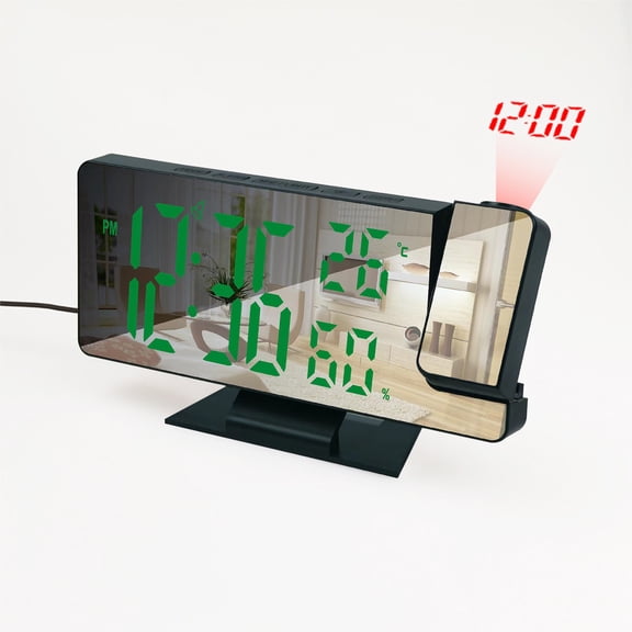 StSilkitty 3D Projection Alarm Clock Larger LED Mirror Clock Display Temperature Auto Brightness Room Bedside Table Alarm Clock