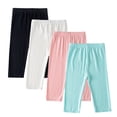 thumbnail image 1 of StSilkitty 4 Pack Girls Capris Leggings Solid Color High Waist Elastic Stretch Yoga Dance Cropped Pants Running Workout Trousers, 1 of 9