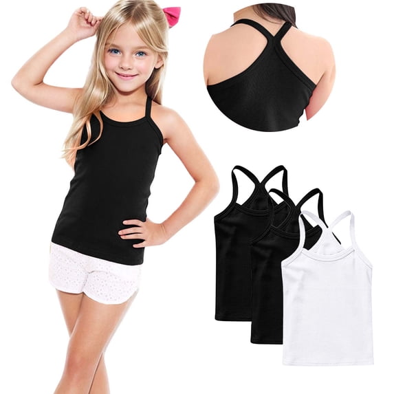 StSilkitty 5 Pack Girls Solid Color Camisole for Girls Cotton Sleeveless Tank Tops Summer Lightweight Breathable Undershirts