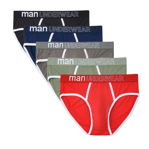 StSilkitty 5 Pack Men's Briefs Underwear Mid Rise Breathable Stretch Underpants Lightweight No Riding Up Bikini Underwear