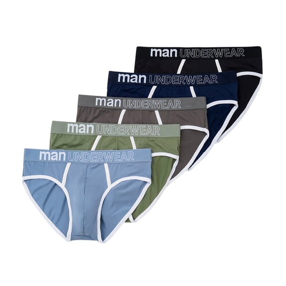 StSilkitty 5 Pack Men's Briefs Underwear Mid Rise Breathable Stretch Underpants Lightweight No Riding Up Bikini Underwear