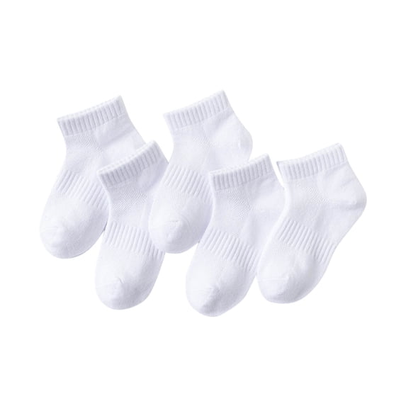 StSilkitty 5 Pairs Ankle Socks for Boys Girls Athletic Running Cotton Low Cut Socks School Uniform Dress Socks