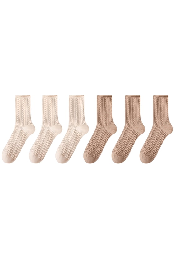 6 Pack Calf Socks for Mens Womens Cotton Cable Knit Crew Socks Lightweight Soft Breathable Socks
