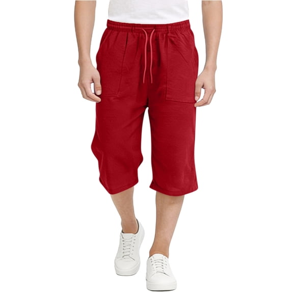 StSilkitty Athletic Capri Pants for Boys Girls Solid Color High Waist Elastic Drawstring Workout Cropped Pants with Pockets