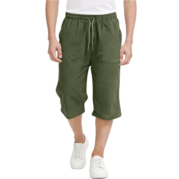 StSilkitty Athletic Capri Pants for Boys Girls Solid Color High Waist Elastic Drawstring Workout Cropped Pants with Pockets