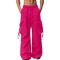 thumbnail image 1 of StSilkitty Baggy Cargo Pants for Mens Elastic Drawstring Wide Leg Hiking Pants with Multi Pockets Solid Color Camp Travel Trousers, 1 of 7