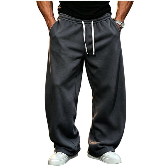 StSilkitty Baggy Sweatpants for Men Elastic Waist Drawstring Wide Leg Athletic Running Sweat Pants with Pockets