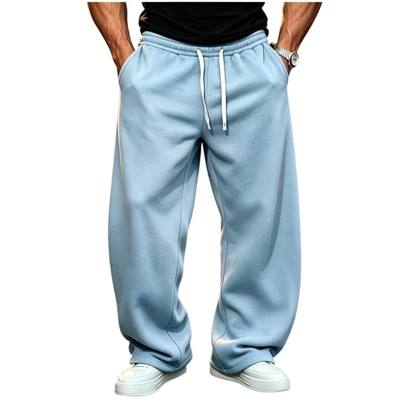 StSilkitty Baggy Sweatpants for Men Elastic Waist Drawstring Wide Leg Athletic Running Sweat Pants with Pockets