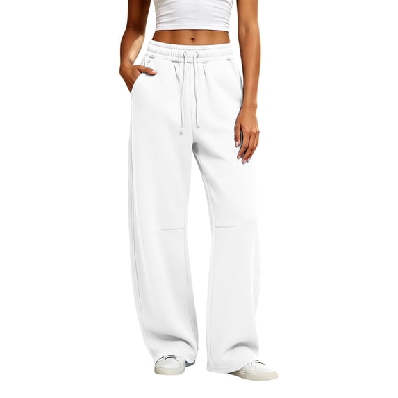StSilkitty Baggy Sweatpants for Women Elastic Waist Drawstring Wide Leg Sweat Pants with Pockets Running Athletic Trousers