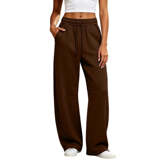 StSilkitty Baggy Sweatpants for Women Elastic Waist Drawstring Wide Leg Sweat Pants with Pockets Running Athletic Trousers
