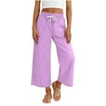 thumbnail image 1 of StSilkitty Boys Girls Capris Pants Mid Waist Drawstring Wide Leg Cropped Pants with Pockets Solid Color Casual Capri Trousers, 1 of 7