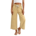 thumbnail image 1 of StSilkitty Boys Girls Capris Pants Mid Waist Drawstring Wide Leg Cropped Pants with Pockets Solid Color Casual Capri Trousers, 1 of 7