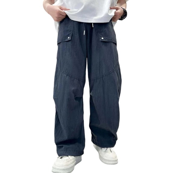 StSilkitty Boys Girls Cargo Pants Elastic Waist Drawstring Baggy Wide Leg Pants Lightweight Sweat Pants with Pockets