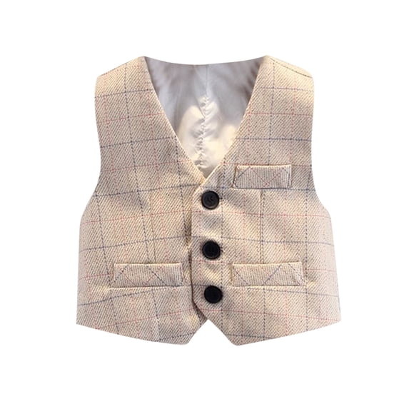 StSilkitty Boys Girls Casual Vest Plaid Sleeveless V Neck Button down Waistcoat Lightweight Soft School Uniform Coat