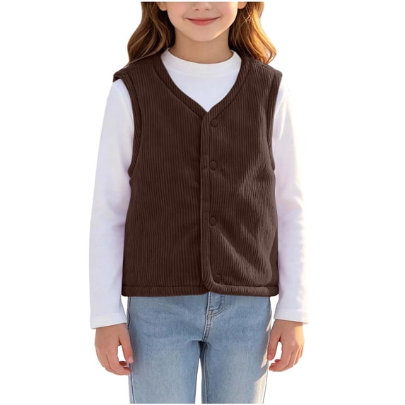 StSilkitty Boys Girls Fleece Vest Lightweight Sleeveless V Neck Button down Vests Coat Fall Winter Warm Outerwear