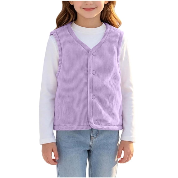 StSilkitty Boys Girls Fleece Vest Lightweight Sleeveless V Neck Button down Vests Coat Fall Winter Warm Outerwear