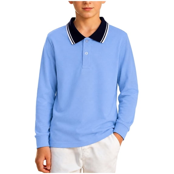 StSilkitty Boys Girls Golf Shirts Long Sleeve Collared Button School Uniform Dress Tees Top Lightweight Comfy Clothes