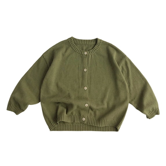 StSilkitty Boys Girls Knit Cardigan Sweater Solid Color Long Sleeve Crewneck Cardigans Fall Winter Casual Tops