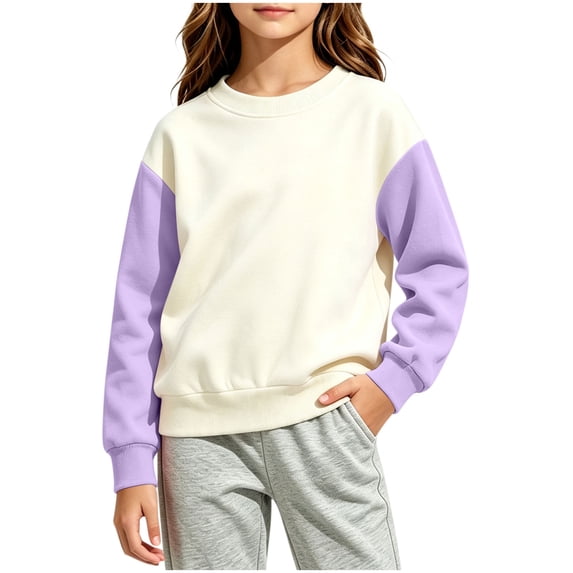 StSilkitty Boys Girls Long Sleeve Sweatshirts Color Block Crewneck Pullover Tops Fall Winter Warm Clothes Size 2-12
