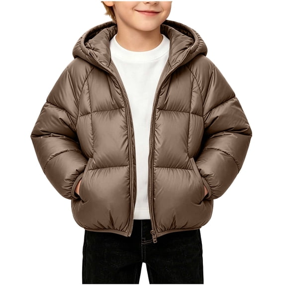 StSilkitty Boys Girls Puffer Jacket Solid Color Long Sleeve Full Zip up Jackets Coat with Pockets Fall Winter Warm Outerwear