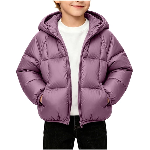 StSilkitty Boys Girls Puffer Jacket Solid Color Long Sleeve Full Zip up Jackets Coat with Pockets Fall Winter Warm Outerwear