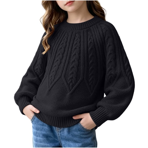 StSilkitty Boys Girls Pullover Sweaters Long Sleeve Crewneck Cable Knit Sweater Tops Fall Winter Warm Clothes Size 6-12