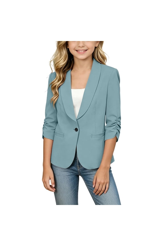 Boys Girls Suit Blazer Solid Color Long Sleeve Suit Coat Lightweight Soft School Uniform Jacket