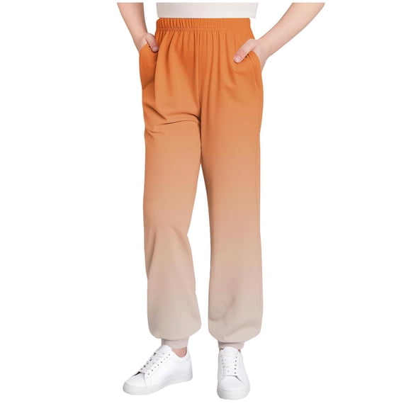 StSilkitty Boys Girls Sweatpants Gradient Color High Waisted Elastic Sweat Pants with Pockets Running Athletic Joggers