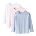 thumbnail image 1 of StSilkitty Boys Girls T-Shirts Long Sleeve Round Neck Pullover Tees Tops Solid Color Lightweight Basic Blouses 3 Pack, 1 of 9